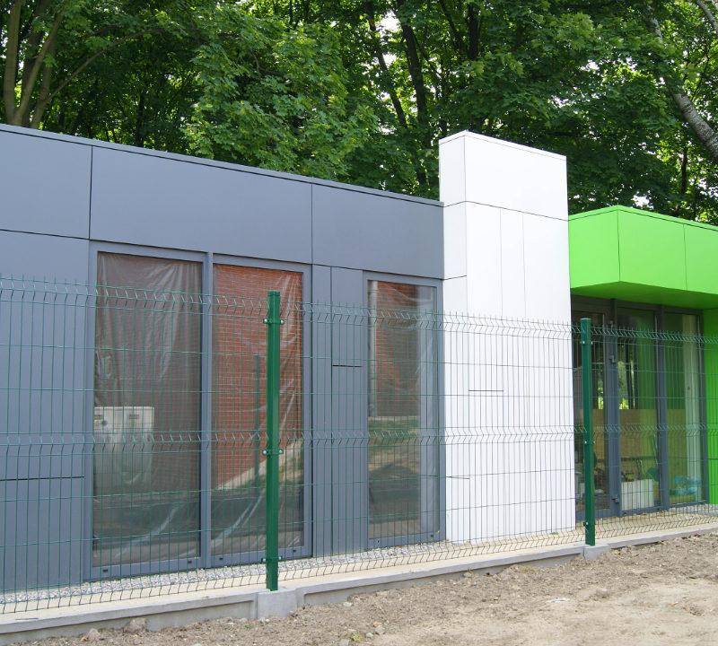 Bürocontainer 72m², mit den Maßen 12,0 x 6,0 x 3,2m