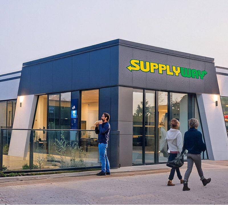 Mobile Verkaufsstände 108m², mit den Maßen 12,0 x 9,0 x 3,2m