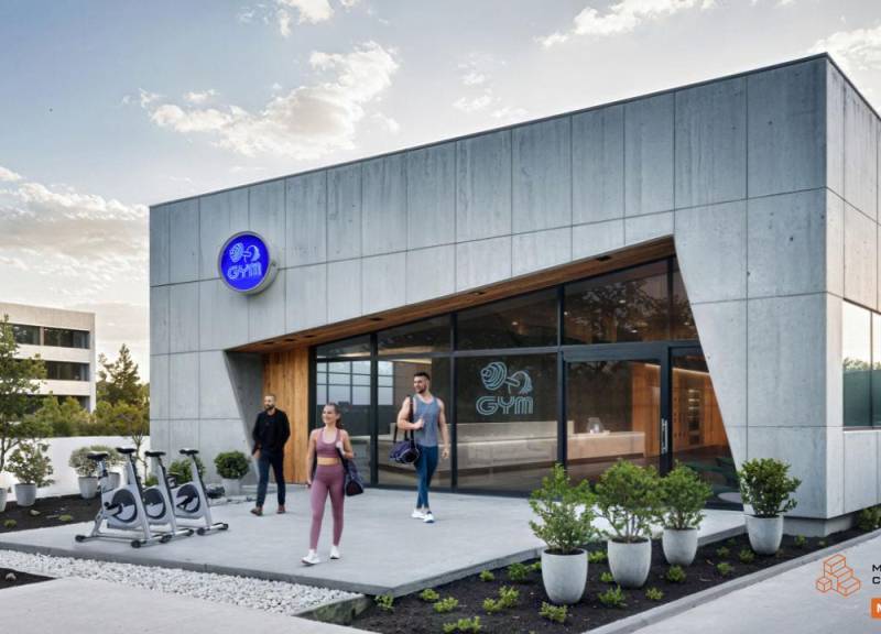 Fitness-Pavillon 144 m², mit den Maßen 12,0 × 12,0 × 4,0 m